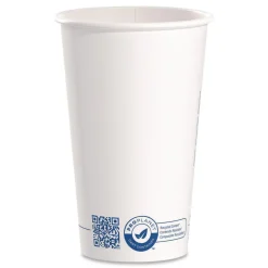 SOLO Recycled Content PCF Paper Hot Cups ProPlanet Seal 16 oz White/Blue (1000/Carton)