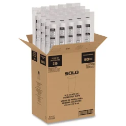 SOLO Recycled Content PCF Paper Hot Cups ProPlanet Seal 16 oz White/Blue (1000/Carton)