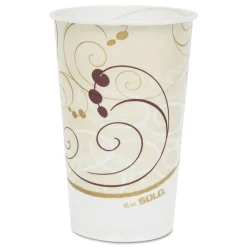 SOLO RW16-J8000 Symphony Eco-Forward 16 oz. Paper Cold Cups - White/Red/Beige (1000/Carton)