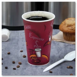 SOLO 420SI-0041 20 oz. Bistro Design Single-Sided Poly Paper Hot Cups (600/Carton)