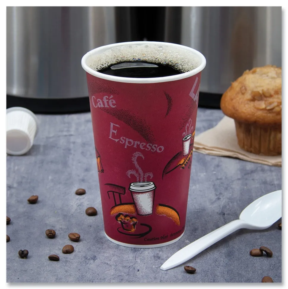 SOLO 420SI-0041 20 oz. Bistro Design Single-Sided Poly Paper Hot Cups (600/Carton)