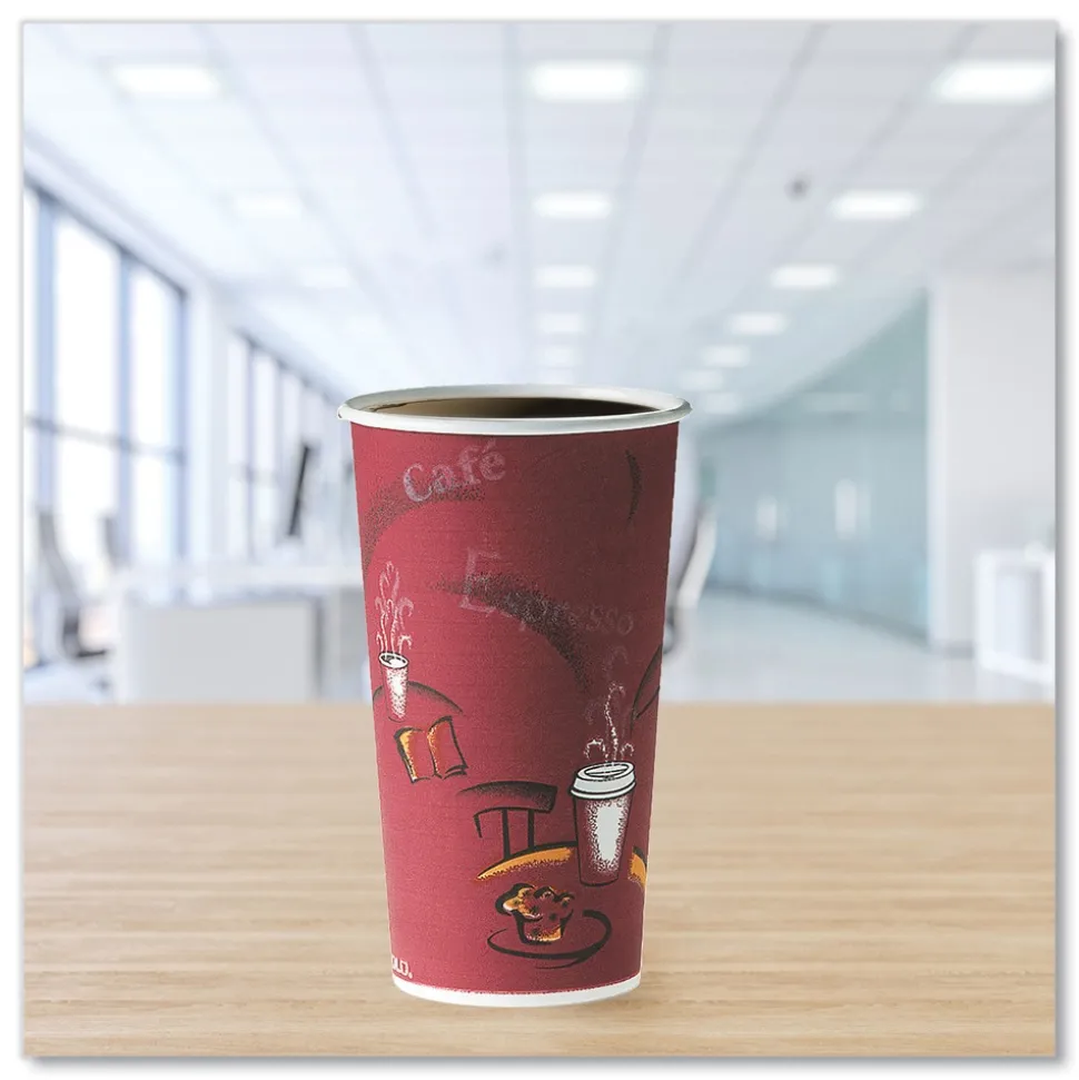 SOLO 420SI-0041 20 oz. Bistro Design Single-Sided Poly Paper Hot Cups (600/Carton)
