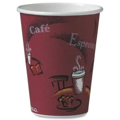 SOLO 412SIN-0041 12 oz. Paper Bistro Design Hot Drink Cups - Maroon (1000/Carton)