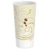 SOLO Symphony Design 21 oz Double Sided Poly Paper Cold Cups - Tan/Maroon/White (50/Pack, 20 Packs/Carton)