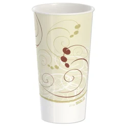 SOLO Symphony Design 21 oz Double Sided Poly Paper Cold Cups - Tan/Maroon/White (50/Pack, 20 Packs/Carton)