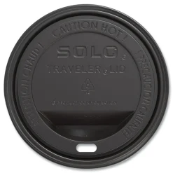 SOLO Traveler Cappuccino Style Dome Lid Fits 10 oz. to 24 oz. Cups - Black (1000/Carton)