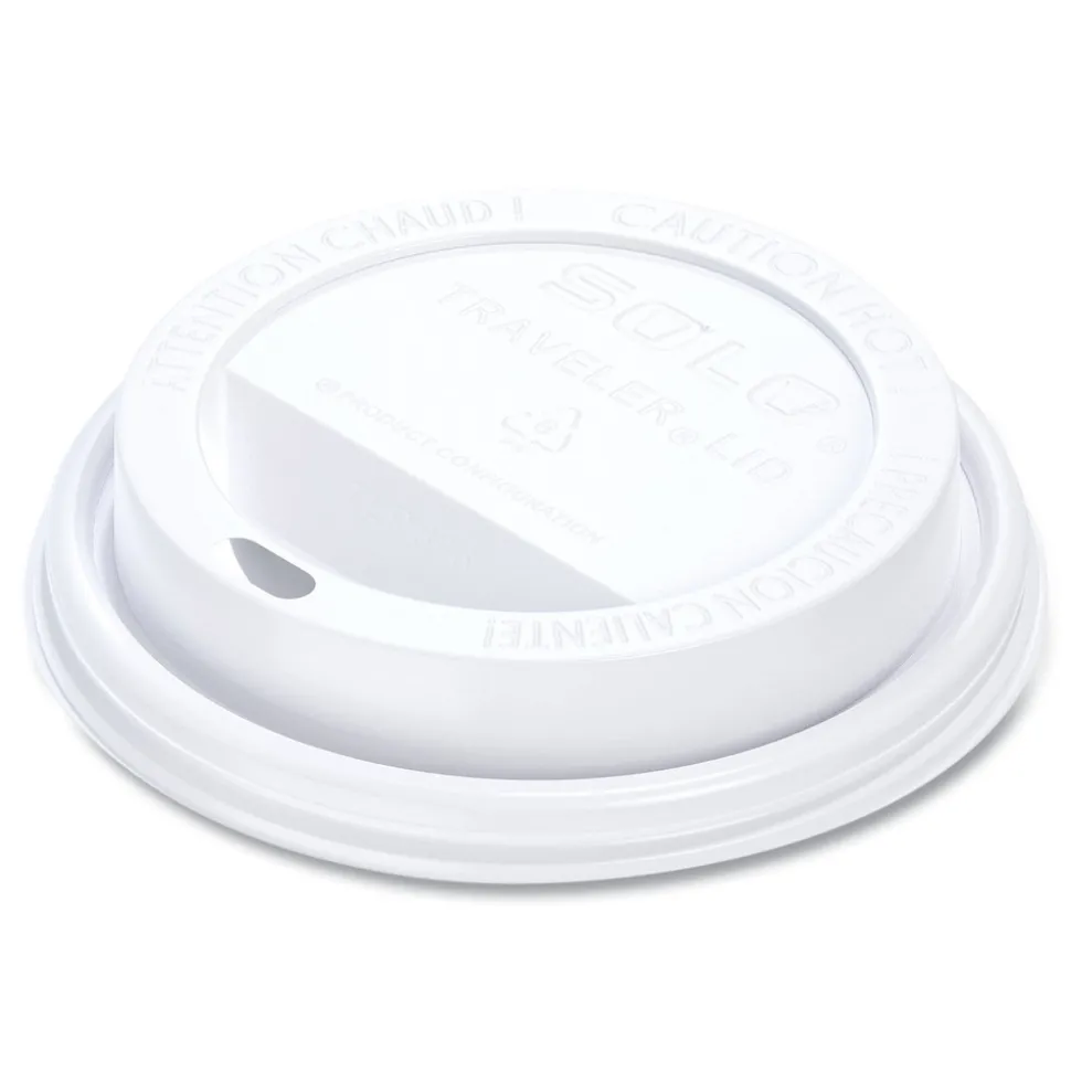 SOLO Traveler Cappuccino Style Dome Lid for 10 oz. to 24 oz. Cups - White (100/Pack, 10 Packs/Carton)