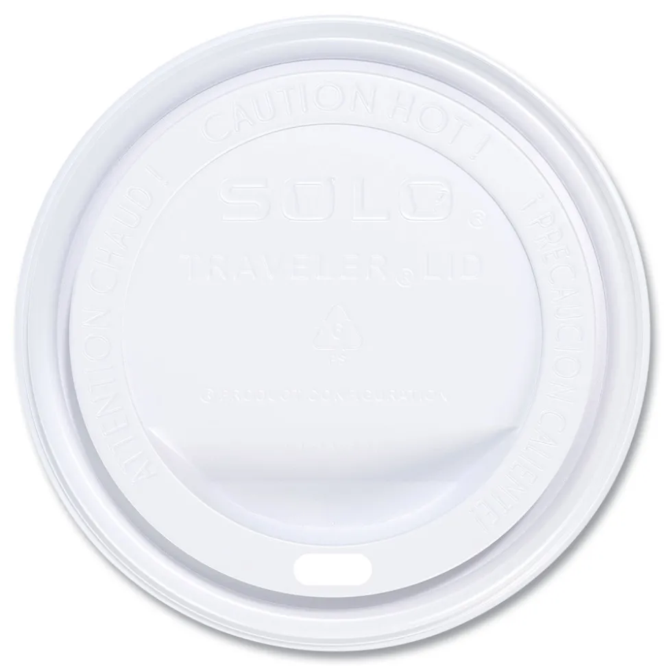 SOLO Traveler Cappuccino Style Dome Lid for 10 oz. to 24 oz. Cups - White (100/Pack, 10 Packs/Carton)