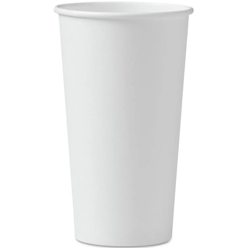 SOLO 420W-2050 20 oz. Single-Sided Poly Paper Hot Cups - White (15 Packs/Carton)