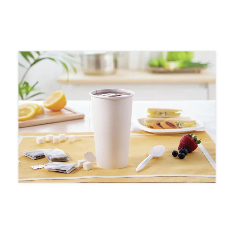 SOLO 420W-2050 20 oz. Single-Sided Poly Paper Hot Cups - White (15 Packs/Carton)