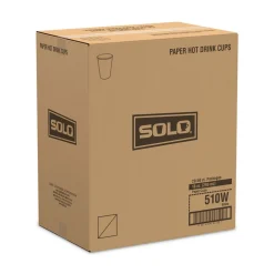 SOLO 510W 1-Sided Poly 10 oz. Paper Hot Cups - White (1000/Carton)