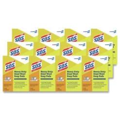 S.O.S. 2.4 in. x 3 in. Steel Wool Soap Pads (15 Pads/Box 12 Boxes/Carton)