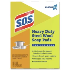S.O.S. 2.4 in. x 3 in. Steel Wool Soap Pads (15 Pads/Box 12 Boxes/Carton)