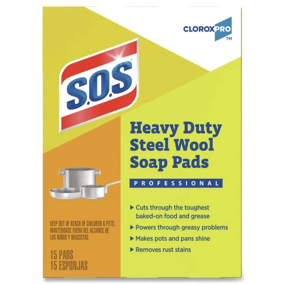 S.O.S. 2.4 in. x 3 in. Steel Wool Soap Pads (15 Pads/Box 12 Boxes/Carton)