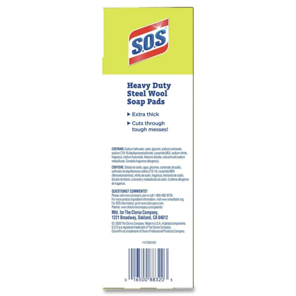 S.O.S. 2.4 in. x 3 in. Steel Wool Soap Pads (15 Pads/Box 12 Boxes/Carton)
