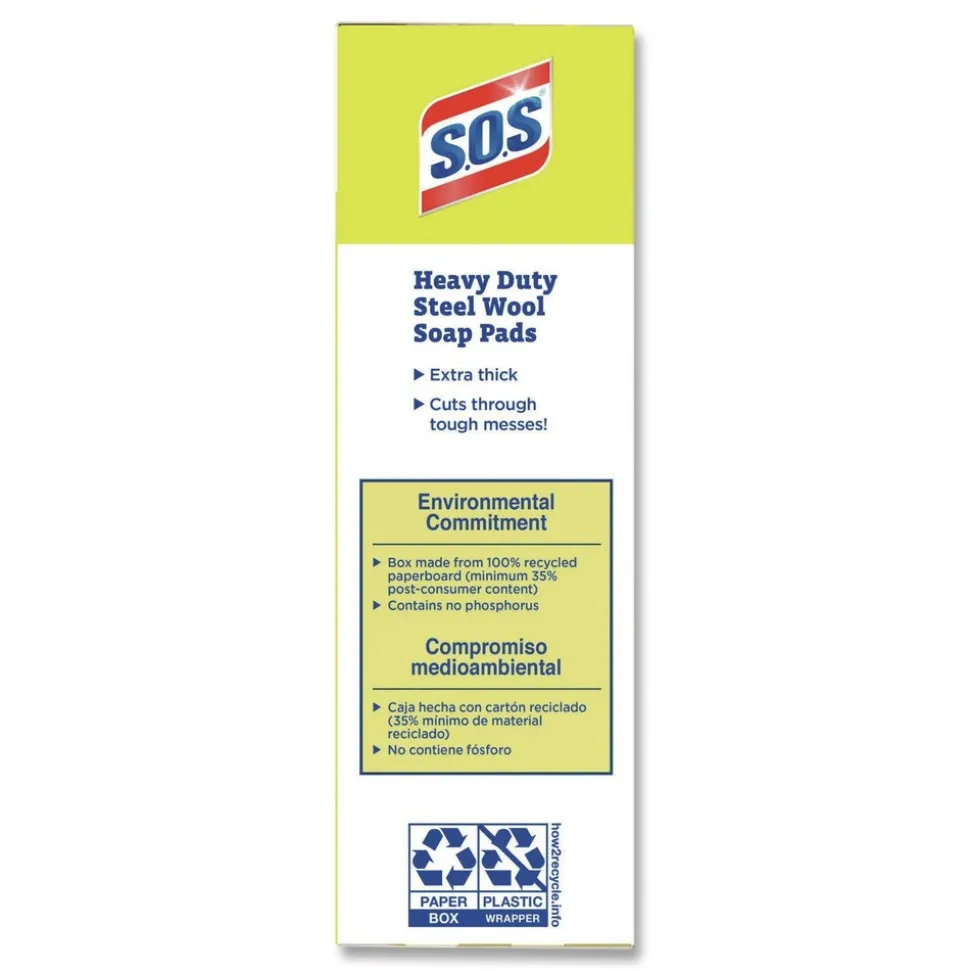 S.O.S. 2.4 in. x 3 in. Steel Wool Soap Pads (15 Pads/Box 12 Boxes/Carton)