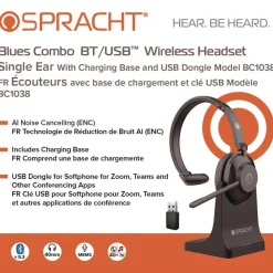 Spracht Blues Combo Monaural Headset Over The Head Black