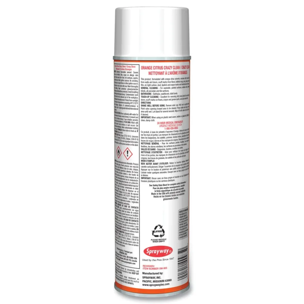 Sprayway 19 oz. Aerosol Spray Orange Citrus Crazy Clean - Orange Scent (12/Carton)