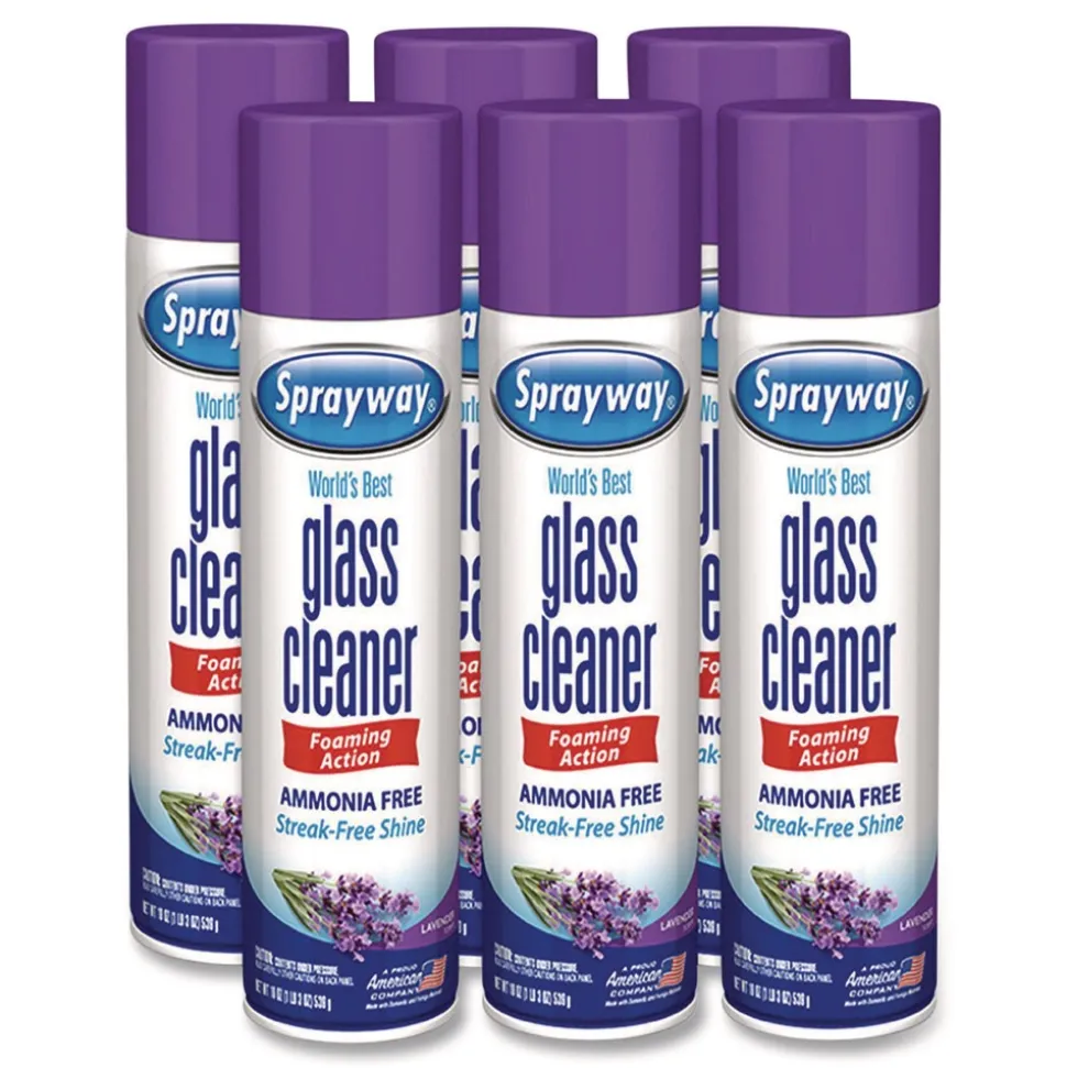 Sprayway 19 oz. Aerosol Spray Glass Cleaner - Lavender Scent (6/Carton)