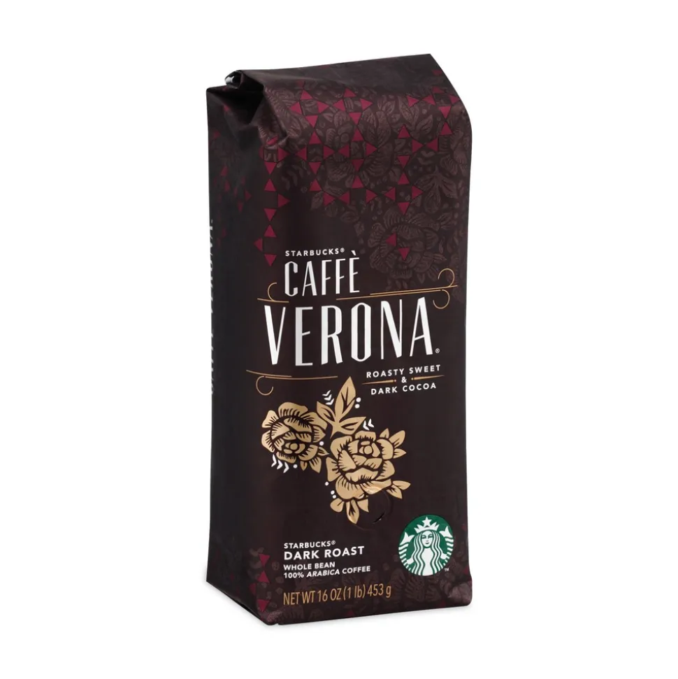 Starbucks 12411949 1 lb Bag Bold Whole Bean Coffee - Caffe Verona (6/Carton)