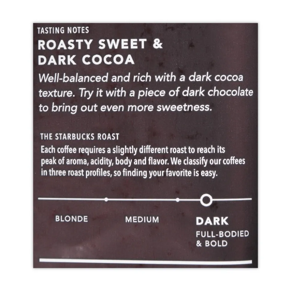 Starbucks 12411949 1 lb Bag Bold Whole Bean Coffee - Caffe Verona (6/Carton)