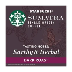 Starbucks 12565254 0.4 oz Coffee K-Cups - Sumatra (96/Carton)