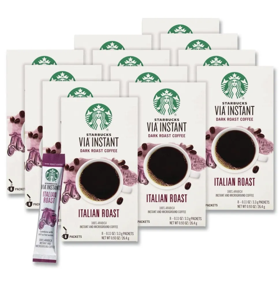 Starbucks 12407838 0.11 oz VIA Ready Brew Coffee - Italian Roast (12/Carton)