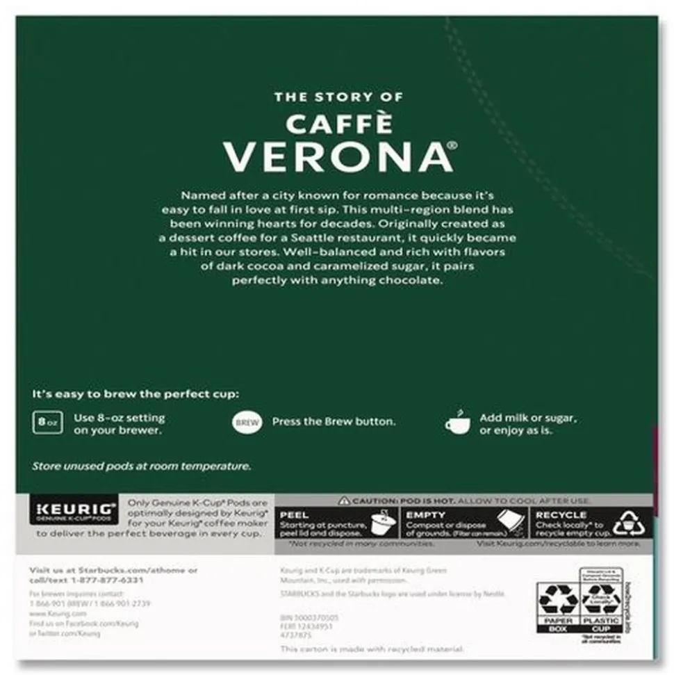 Starbucks Coffee K-Cups Pack - Caffe Verona (96/Carton)