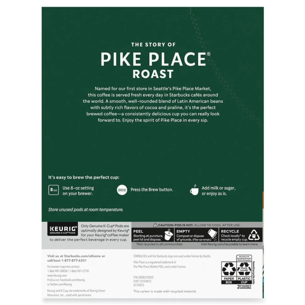 Starbucks Coffee K-Cups Pack - Pike Place (96/Carton)