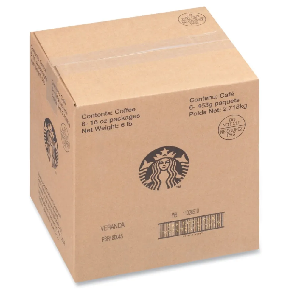 Starbucks SBK12523486CT 1 lbs. Bag Whole Bean Veranda Blend Coffee (6/Carton)