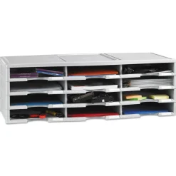 Storex 12 Compartments 10.63 in. x 13.3 in. x 31.4 in. Literature Organizer - Gray