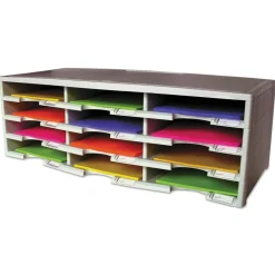 Storex 12 Compartments 10.63 in. x 13.3 in. x 31.4 in. Literature Organizer - Gray