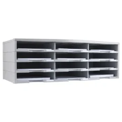 Storex 12 Compartments 10.63 in. x 13.3 in. x 31.4 in. Literature Organizer - Gray