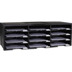 Storex 12 Compartments 10.63 in. x 13.3 in. x 31.4 in. Literature Organizer - Black