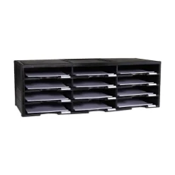 Storex 12 Compartments 10.63 in. x 13.3 in. x 31.4 in. Literature Organizer - Black