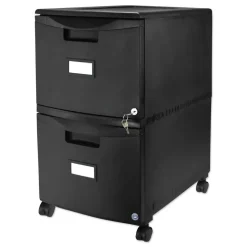 Storex 14.75 in. x 18.25 in. x 26 in. 2 Legal/Letter-Size File Drawers Mobile Filing Cabinet - Black