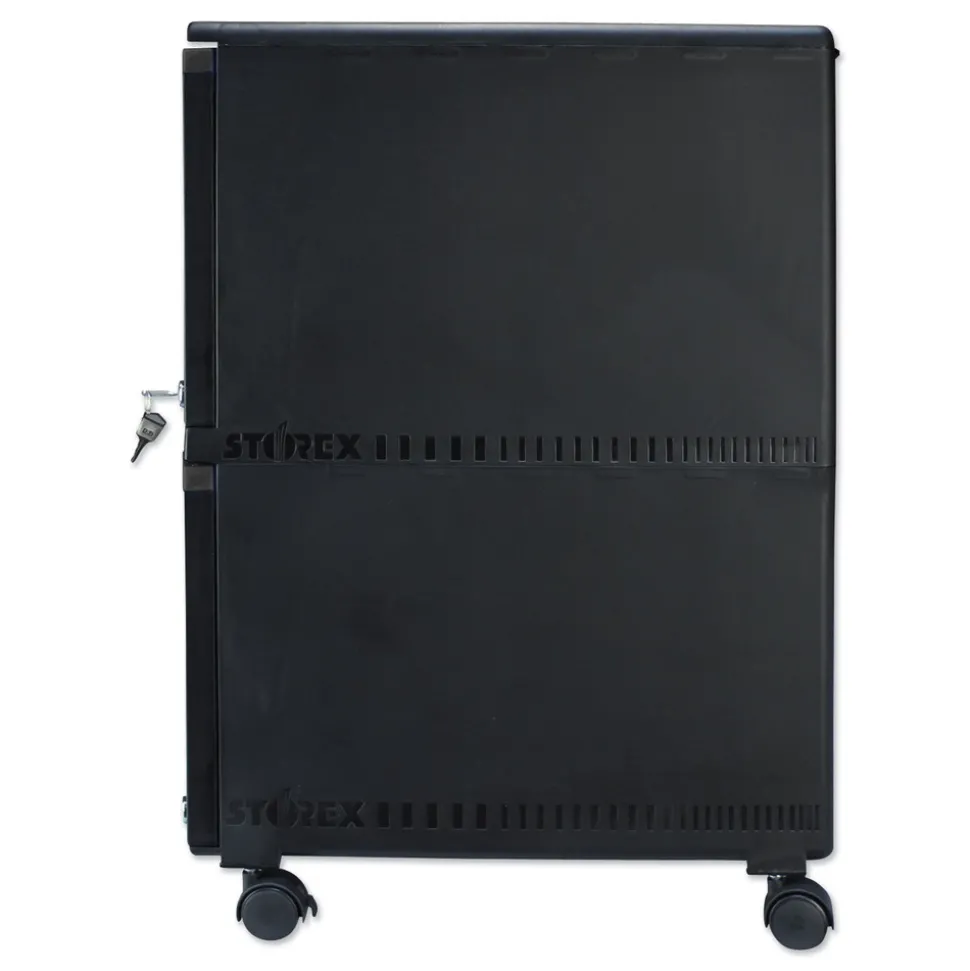 Storex 14.75 in. x 18.25 in. x 26 in. 2 Legal/Letter-Size File Drawers Mobile Filing Cabinet - Black