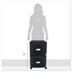 Storex 14.75 in. x 18.25 in. x 26 in. 2 Legal/Letter-Size File Drawers Mobile Filing Cabinet - Black