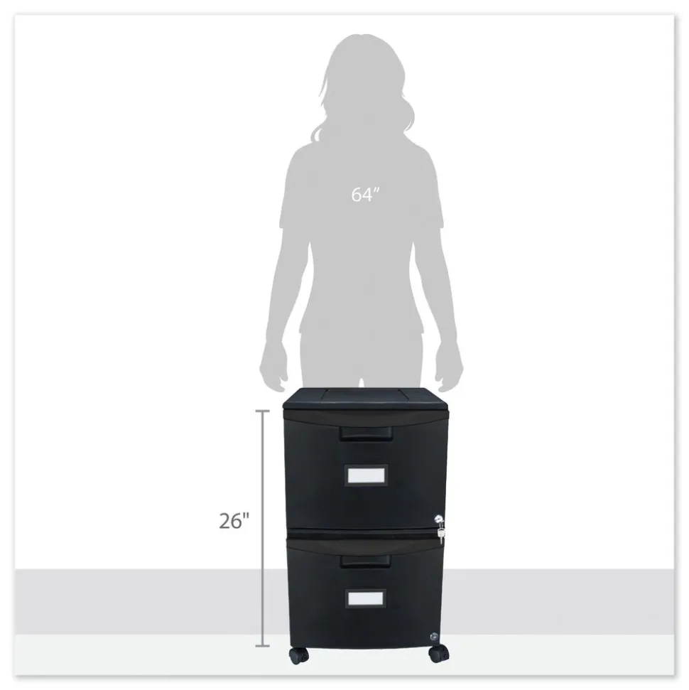 Storex 14.75 in. x 18.25 in. x 26 in. 2 Legal/Letter-Size File Drawers Mobile Filing Cabinet - Black