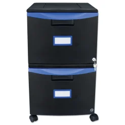 Storex 14.75 in. x 18.25 in. x 26 in. 2-Legal/Letter File Drawer Mobile Filing Cabinet - Black/Blue