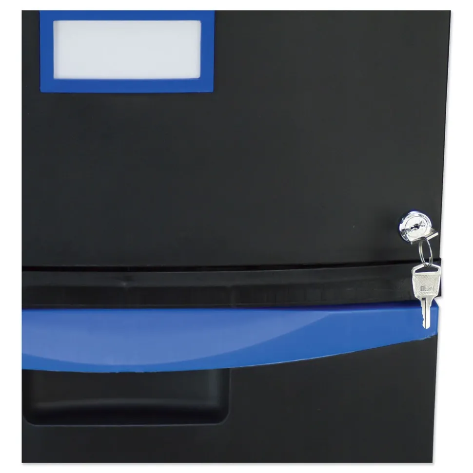 Storex 14.75 in. x 18.25 in. x 26 in. 2-Legal/Letter File Drawer Mobile Filing Cabinet - Black/Blue