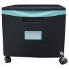 Storex 1 Legal/letter-Size File Drawer 14.75 in. x 18.25 in. x 12.75 in. Single-Drawer Mobile Filing Cabinet - Black/Teal