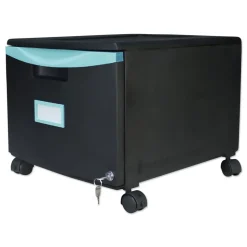Storex 1 Legal/letter-Size File Drawer 14.75 in. x 18.25 in. x 12.75 in. Single-Drawer Mobile Filing Cabinet - Black/Teal