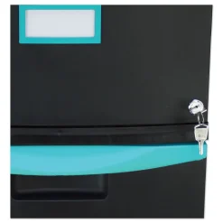 Storex 2 Legal/letter-Size File Drawers 14.75 in. x 18.25 in. x 26 in. Two-Drawer Mobile Filing Cabinet - Black/Teal
