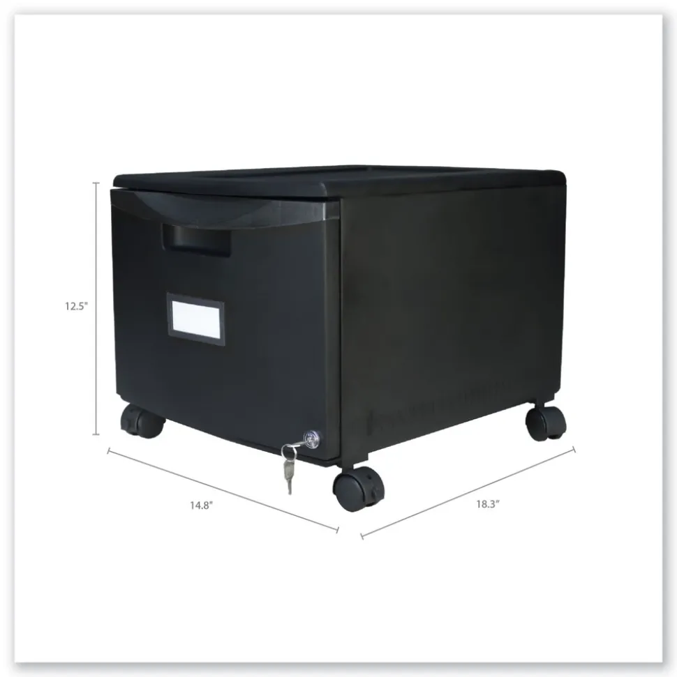 Storex 1 Legal/letter-Size File Drawer 14.75 in. x 18.25 in. x 12.75 in. Single-Drawer Mobile Filing Cabinet - Black