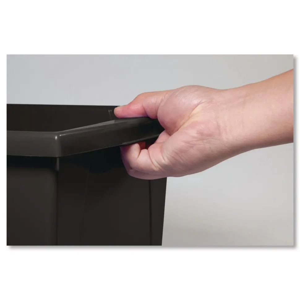 Storex Storage Bin with Lid, 4 gal, 11.25-in x 11.25-in x 7.87-in, Black, 6/Pack