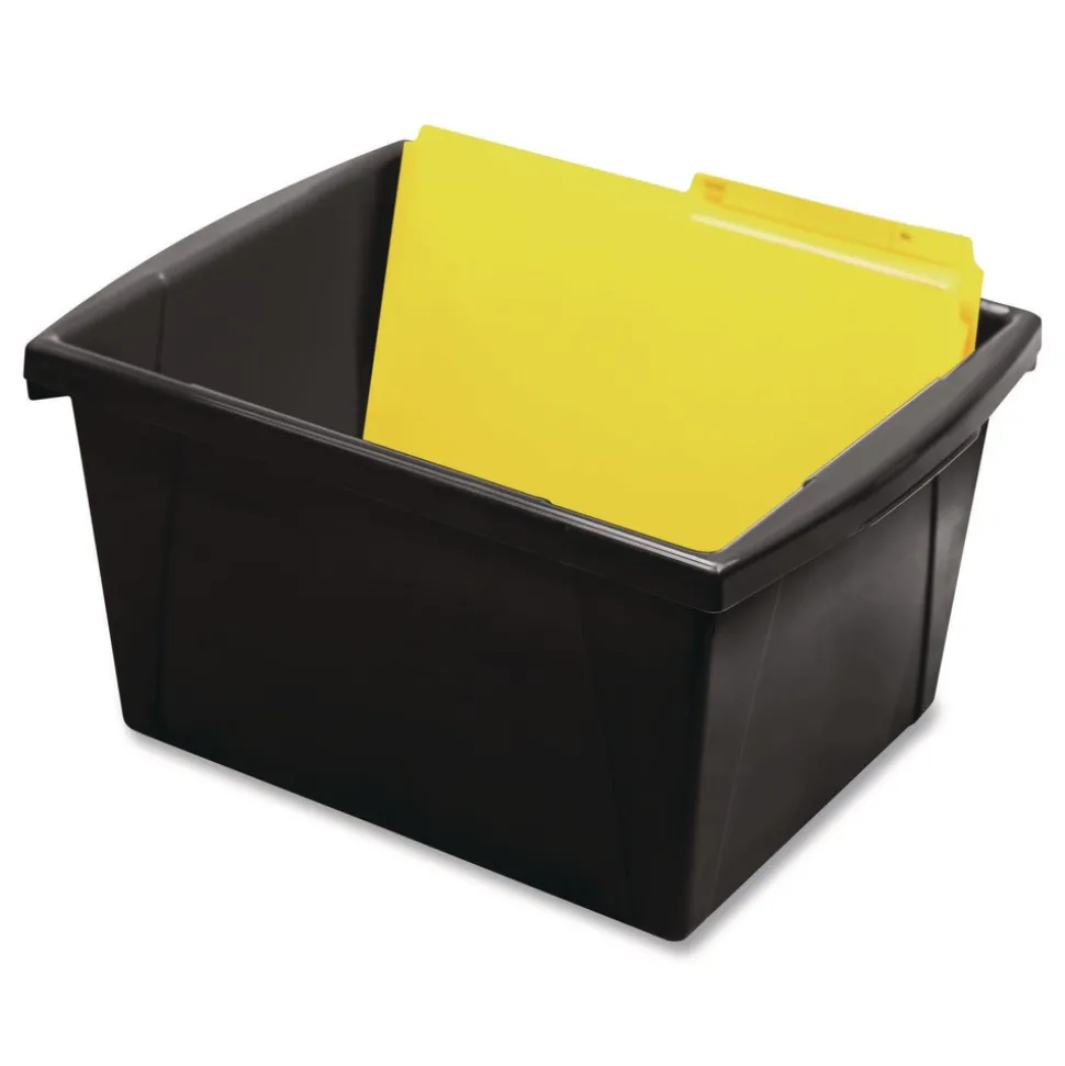 Storex Storage Bin with Lid, 4 gal, 11.25-in x 11.25-in x 7.87-in, Black, 6/Pack