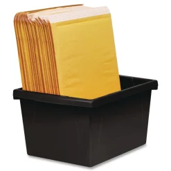 Storex Storage Bin with Lid, 4 gal, 11.25-in x 11.25-in x 7.87-in, Black, 6/Pack