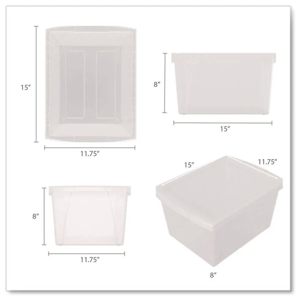 Storex Storage Bins, with Snap-On Lid, 4 gal, 11.25 x 13.53 x 7.87, Translucent, 6/Pack
