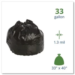Stout by Envision 33 in. x 40 in. 1.3 mil. 33 Gallon Total Recycled Content Plastic Trash Bags - Brown/ Black (100/Carton)